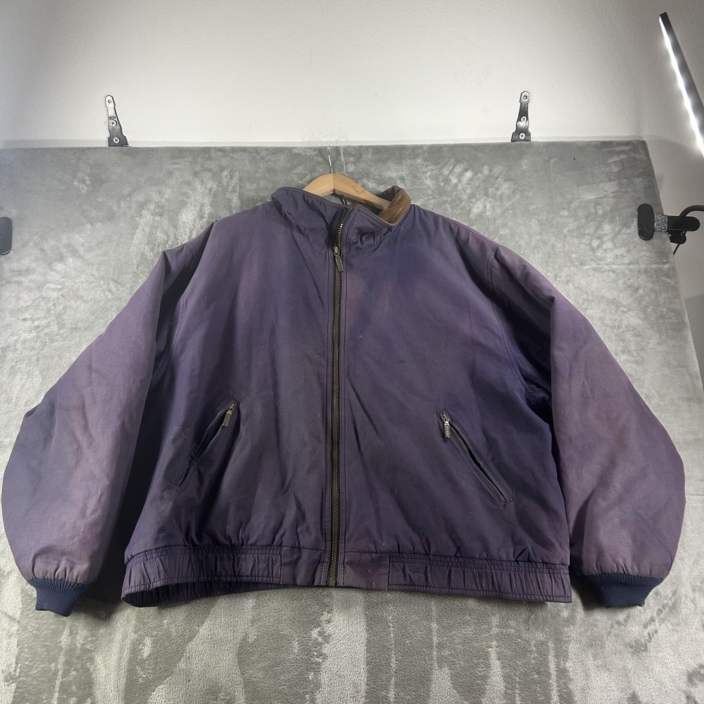 VTG L.L. Bean Jacket Mens 2XL Purple Canvas Wool Lined Bomber Thinsulate Outdoor